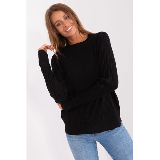 Czarny damski sweter klasyczny ze ściągaczami ze sklepu 5.10.15 w kategorii Swetry damskie - zdjęcie 169693877
