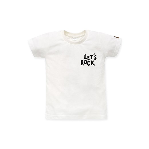 Dzianinowy t-shirt chłopięcy Let's rock ecru ze sklepu 5.10.15 w kategorii T-shirty chłopięce - zdjęcie 169694449