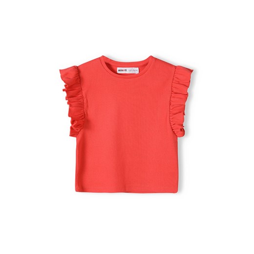 Niemowlęca bluzka z krótkim rękawem i falbanką- czerwona ze sklepu 5.10.15 w kategorii Koszulki niemowlęce - zdjęcie 169694559