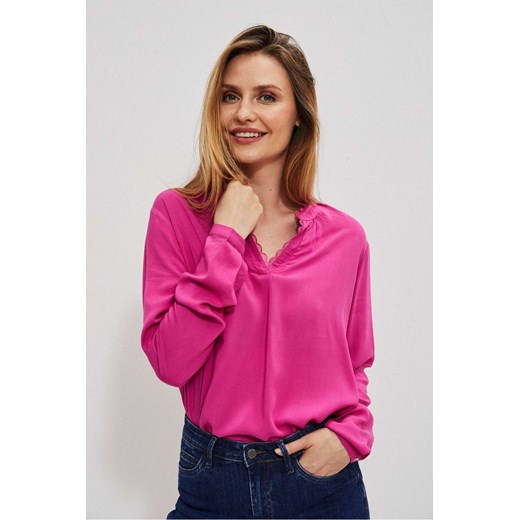 Różowa koszula damska z koronkowym dekoltem XL okazja 5.10.15