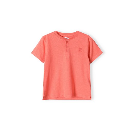 Czerwona koszulka bawełniana chłopięca z ozdobnymi guzikami ze sklepu 5.10.15 w kategorii T-shirty chłopięce - zdjęcie 169694946
