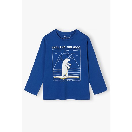 Bluzka chłopięca bawełniana niebieska z nadrukiem ze sklepu 5.10.15 w kategorii T-shirty chłopięce - zdjęcie 169694958