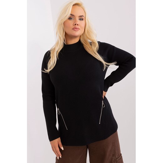 Czarny damski sweter plus size z wiskozą ze sklepu 5.10.15 w kategorii Swetry damskie - zdjęcie 169695125