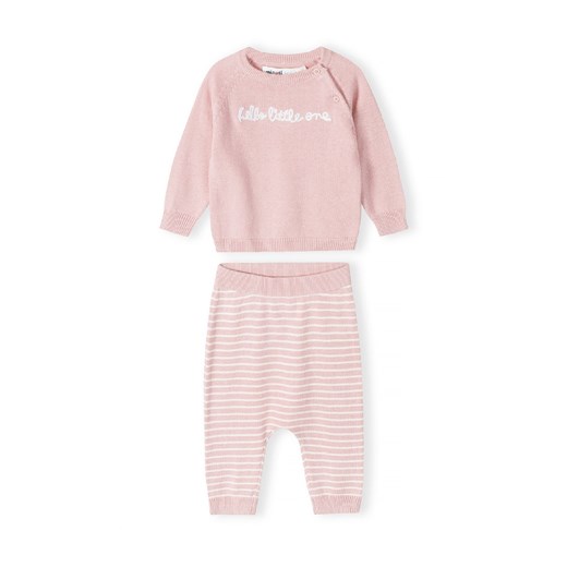Różowy komplet niemowlęcy z bawełny- bluzka i legginsy- Hello little one Minoti 68/74 okazja 5.10.15