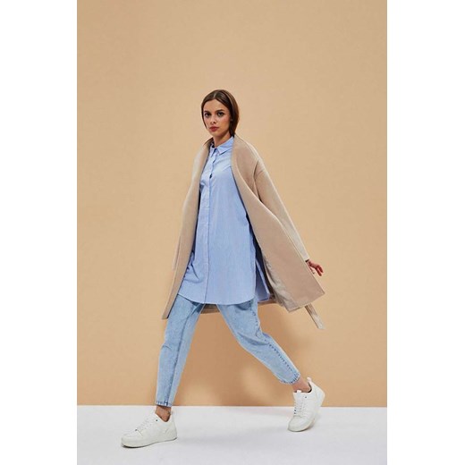 Beżowy płaszcz damski wiosenny z wiązaniem XS okazyjna cena 5.10.15