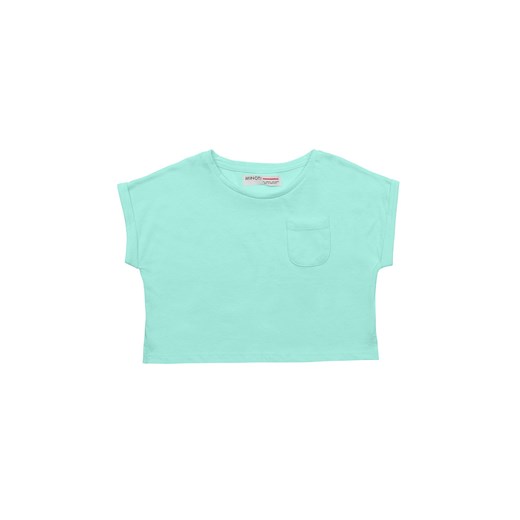 Miętowy top bawełniany dla dziewczynki ze sklepu 5.10.15 w kategorii Bluzki dziewczęce - zdjęcie 169695705