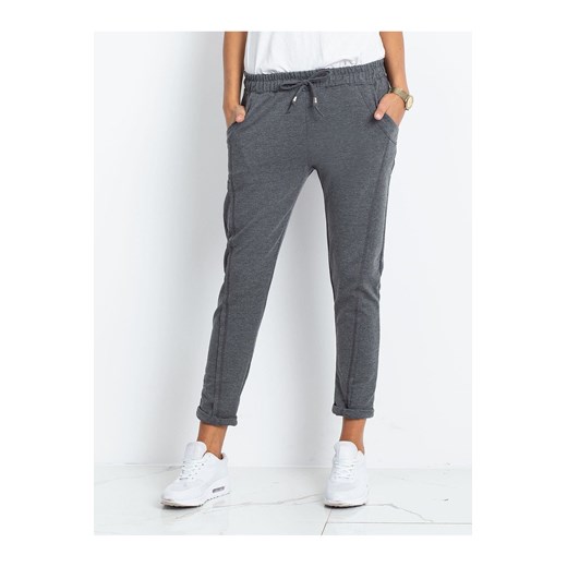 Spodnie dresowe damskie 7/8 nogawka - ciemny szary Basic Feel Good XL 5.10.15