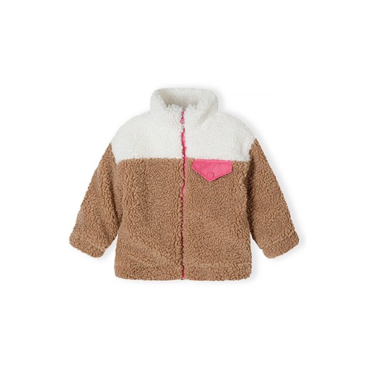 Ciepła jesienna kurtka z misia ze stójką dla dziewczynki Minoti 98/104 promocyjna cena 5.10.15