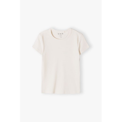 Koszulka dla dziewczynki ecru w prążki ze sklepu 5.10.15 w kategorii Bluzki dziewczęce - zdjęcie 169696076