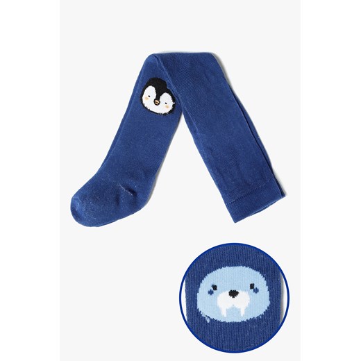 Rajstopy grube chłopięce w zwierzaki - niebieskie ze sklepu 5.10.15 w kategorii Rajstopy dziecięce - zdjęcie 169696107