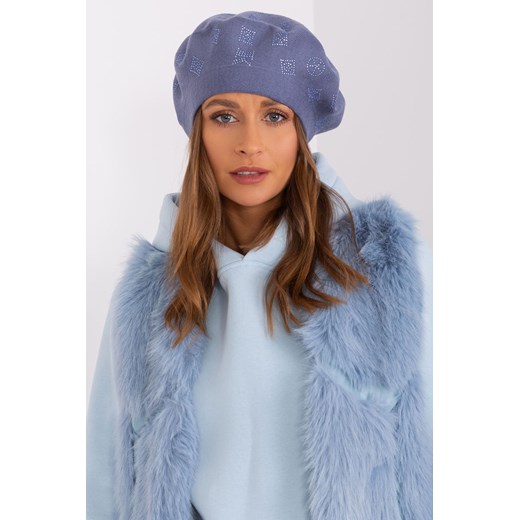 Damski beret z dzianiny ciemny niebieski ze sklepu 5.10.15 w kategorii Czapki zimowe damskie - zdjęcie 169696137