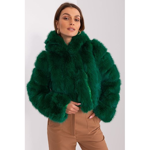Krótka kurtka ze sztucznego futra ciemny zielony ze sklepu 5.10.15 w kategorii Futra damskie - zdjęcie 169696186