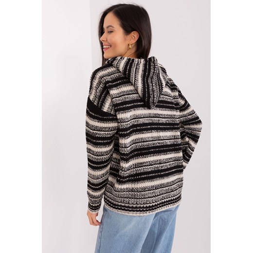 Sweter rozpinany z suwakiem czarno-beżowy Badu one size 5.10.15