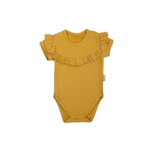 Body kopertowe z krótkim rękawem dla dziewczynki w musztardowym kolorze ze sklepu 5.10.15 w kategorii Body niemowlęce - zdjęcie 169696357