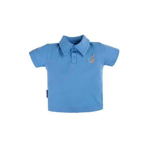 Bawełniany t-shirt NATURE z kołnierzykiem niebieski ze sklepu 5.10.15 w kategorii Koszulki niemowlęce - zdjęcie 169696439