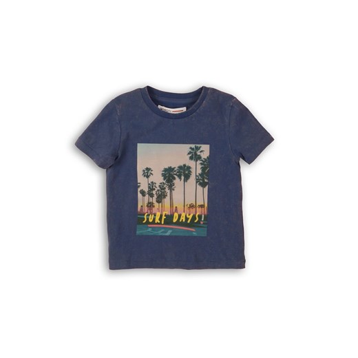 Bawełniany t-shirt chłopięcy z palmami - granatowy ze sklepu 5.10.15 w kategorii Koszulki niemowlęce - zdjęcie 169696557