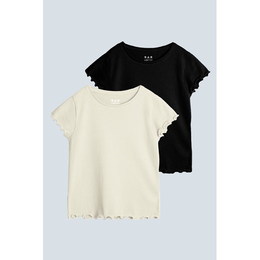 T-shirty dziewczęce w prążki - czarny i ecru - Limited Edition 152 wyprzedaż 5.10.15