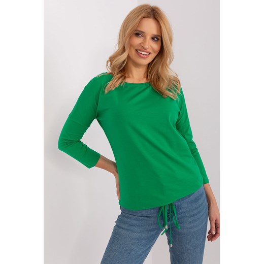 Zielona bluzka z rękawem 3/4 BASIC FEEL GOOD ze sklepu 5.10.15 w kategorii Bluzki damskie - zdjęcie 169696618