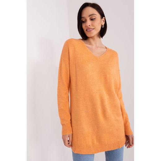 Luźny sweter damski jasny pomarańczowy ze sklepu 5.10.15 w kategorii Swetry damskie - zdjęcie 169696715