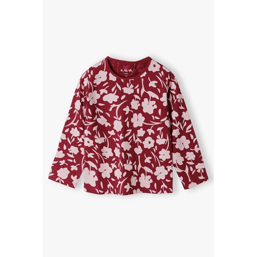Bluzka dla dziewczynki bordowa w kwiaty - długi rękaw ze sklepu 5.10.15 w kategorii Bluzki dziewczęce - zdjęcie 169696737