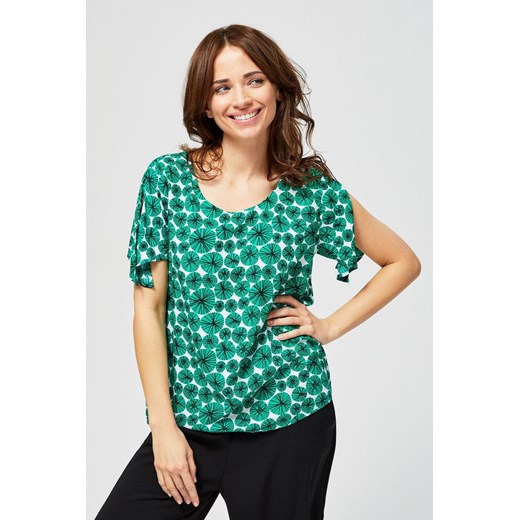 Bluzka damska koszulowa z rozcięciami przy rękawach zielona ze sklepu 5.10.15 w kategorii Bluzki damskie - zdjęcie 169696976