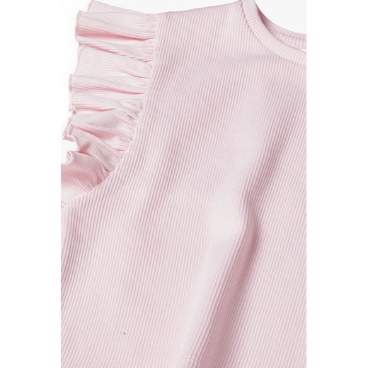 Dziewczęca bluzka z krótkim rękawem i falbanką- różowa Minoti 134/140 5.10.15