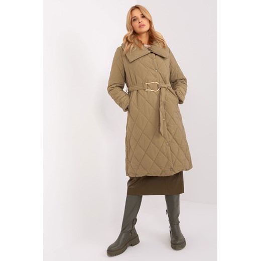Khaki długa kurtka zimowa z pikowaniem ze sklepu 5.10.15 w kategorii Kurtki damskie - zdjęcie 169697416