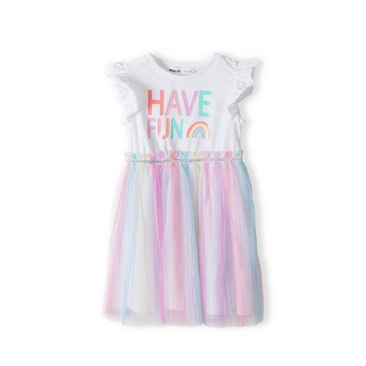Kolorowa sukienka niemowlęca z krótkim rękawem- Have fun ze sklepu 5.10.15 w kategorii Sukienki niemowlęce - zdjęcie 169697428