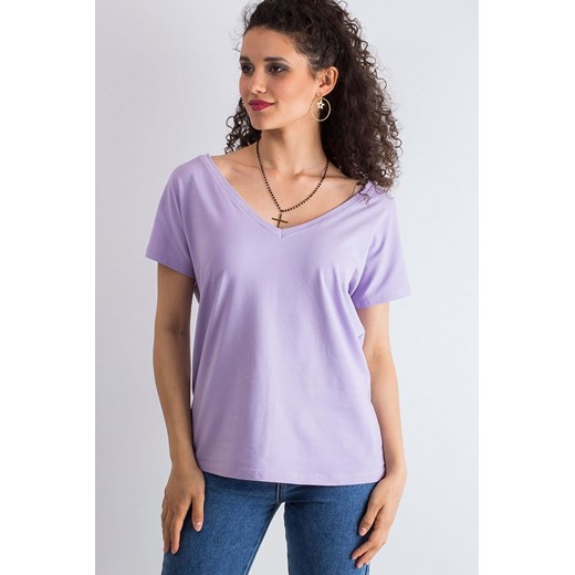 Bawełniany t-shirt damski fioletowy ze sklepu 5.10.15 w kategorii Bluzki damskie - zdjęcie 169697495