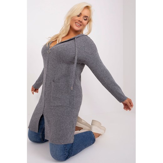 Ciemnoszary rozpinany sweter plus size z kapturem XXL/XXXL 5.10.15