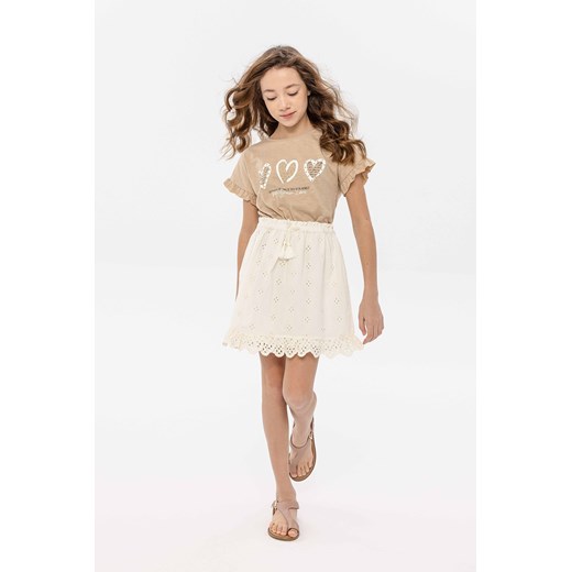 Biała spódniczka krótka haftowana z bawełny ze sklepu 5.10.15 w kategorii Spódnice dziewczęce - zdjęcie 169697556