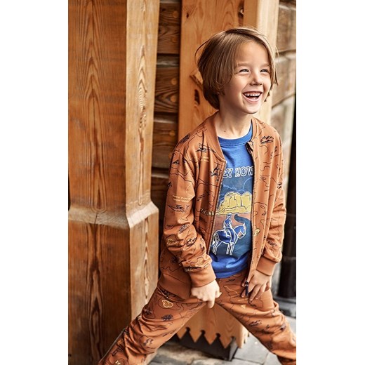 Bawełniana bluza rozpinana ze stójką dla chłopca- brązowa ze sklepu 5.10.15 w kategorii Bluzy chłopięce - zdjęcie 169697625