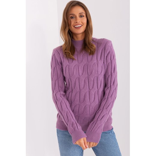 Damski sweter z warkoczami fioletowy ze sklepu 5.10.15 w kategorii Swetry damskie - zdjęcie 169697835