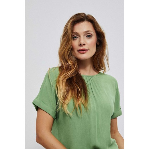 Koszula damska z wiskozy nierozpinana z krótkim rękawem zielona XL wyprzedaż 5.10.15