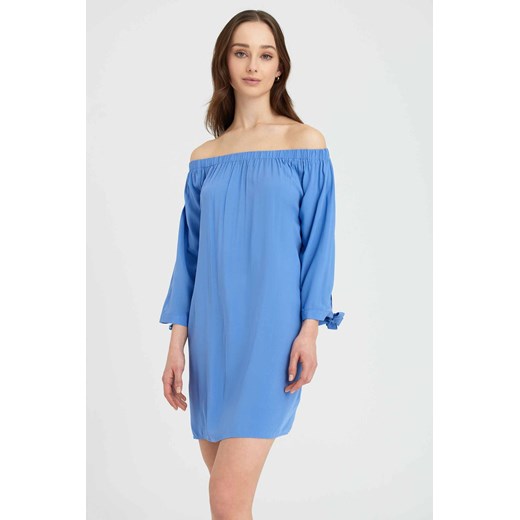 Sukienka damska typu hiszpanka niebieska ze sklepu 5.10.15 w kategorii Sukienki - zdjęcie 169698055