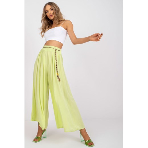 Limonkowe zwiewne spodnie z materiału Surie OCH BELLA ze sklepu 5.10.15 w kategorii Spodnie damskie - zdjęcie 169698137