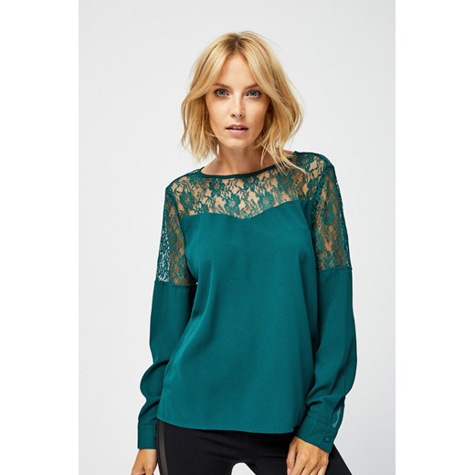 Bluzka damska z koronkową górą- zielona ze sklepu 5.10.15 w kategorii Bluzki damskie - zdjęcie 169698228