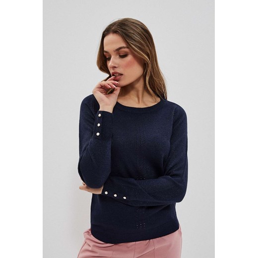 Granatowy sweter damski z metaliczną nitką ze sklepu 5.10.15 w kategorii Swetry damskie - zdjęcie 169698276
