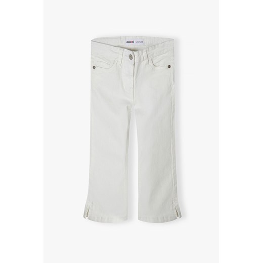 Białe spodnie jeansowe niemowlęce rozkloszowane Minoti 86/92 5.10.15 wyprzedaż