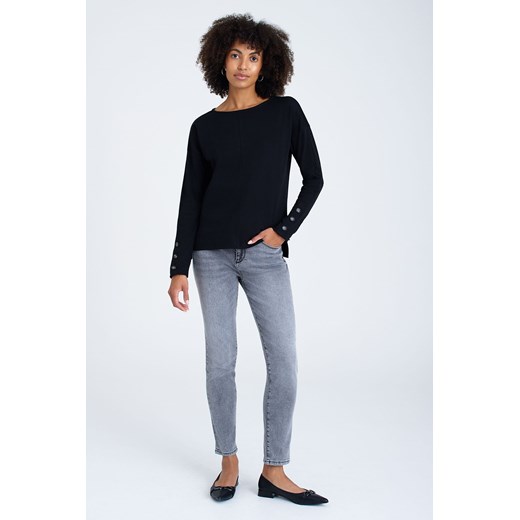 Czarna dzianinowa bluzka damska z długim rękawem ze sklepu 5.10.15 w kategorii Bluzki damskie - zdjęcie 169698976