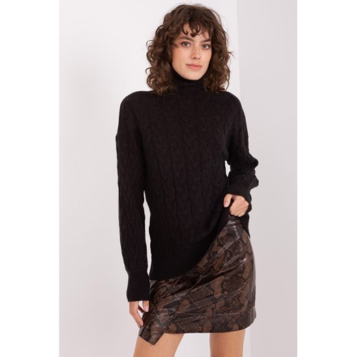 Czarny damski sweter z golfem z wiskozą ze sklepu 5.10.15 w kategorii Swetry damskie - zdjęcie 169699016