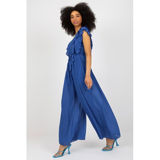 Ciemnoniebieski plisowany kombinezon ze spodniami OCH BELLA ze sklepu 5.10.15 w kategorii Kombinezony damskie - zdjęcie 169699166