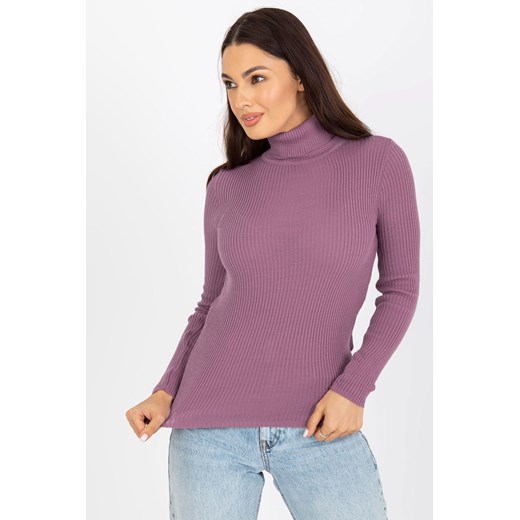 Fioletowy damski sweter z golfem w prążek ze sklepu 5.10.15 w kategorii Swetry damskie - zdjęcie 169699218