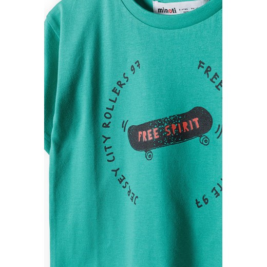 Zielona koszulka bawełniana dla niemowlaka z nadrukiem Minoti 92/98 5.10.15