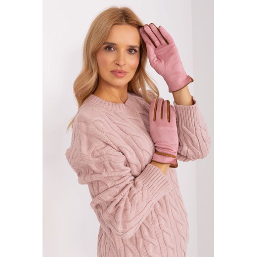 Jasnoróżowe dotykowe rękawiczki damskie Wool Fashion Italia S/M okazyjna cena 5.10.15