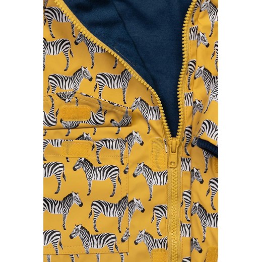 Żółta kurtka przeciwdeszczowa z odpinanym kapturem- zebry Minoti 98/104 okazyjna cena 5.10.15
