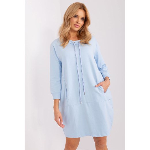Luźna sukienka dresowa z kieszeniami jasny niebieski ze sklepu 5.10.15 w kategorii Sukienki - zdjęcie 169699748