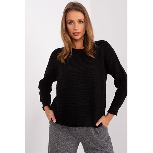 Sweter damski klasyczny z długim rękawem czarny ze sklepu 5.10.15 w kategorii Swetry damskie - zdjęcie 169700039