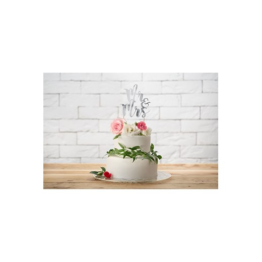 Topper na tort "Mr&Mrs" wykonany z papieru lustrzanego Partydeco one size okazja 5.10.15