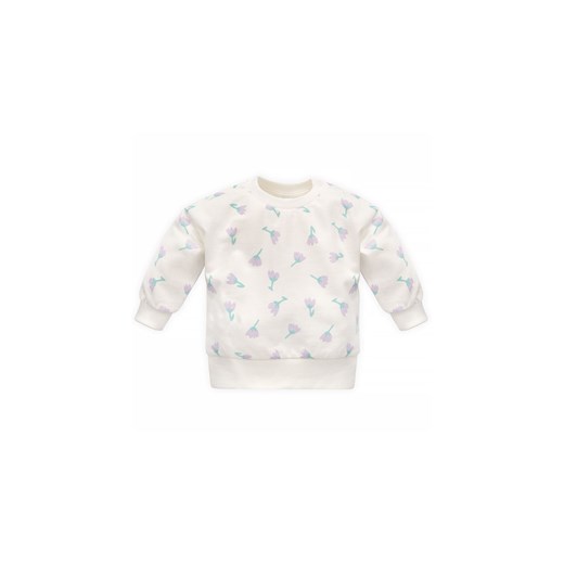 Bluza nierozpinana niemowlęca w fioletowe kwiatki ecru ze sklepu 5.10.15 w kategorii Bluzy i swetry - zdjęcie 169700115